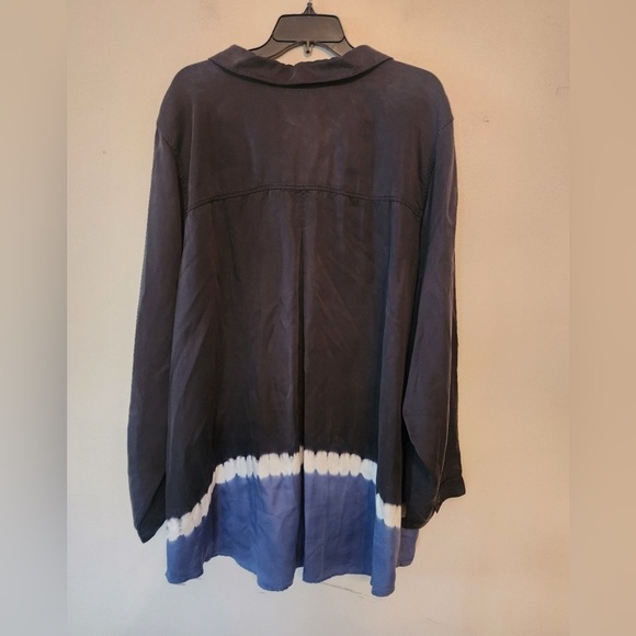 Side Stitch Button Down Stripe Dye Shirt Blue Stripe size womens 5x - Picture 4 of 5